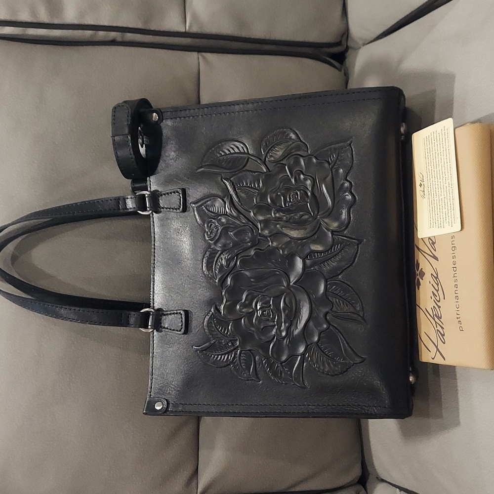 PATRICIA NASH Rose Tooled Tote Black - Picture 2 of 13